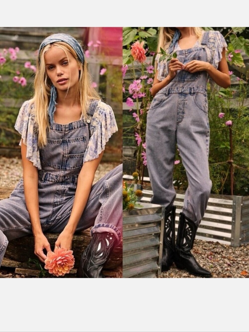Free People Ziggy Washed Pink Denim Overalls